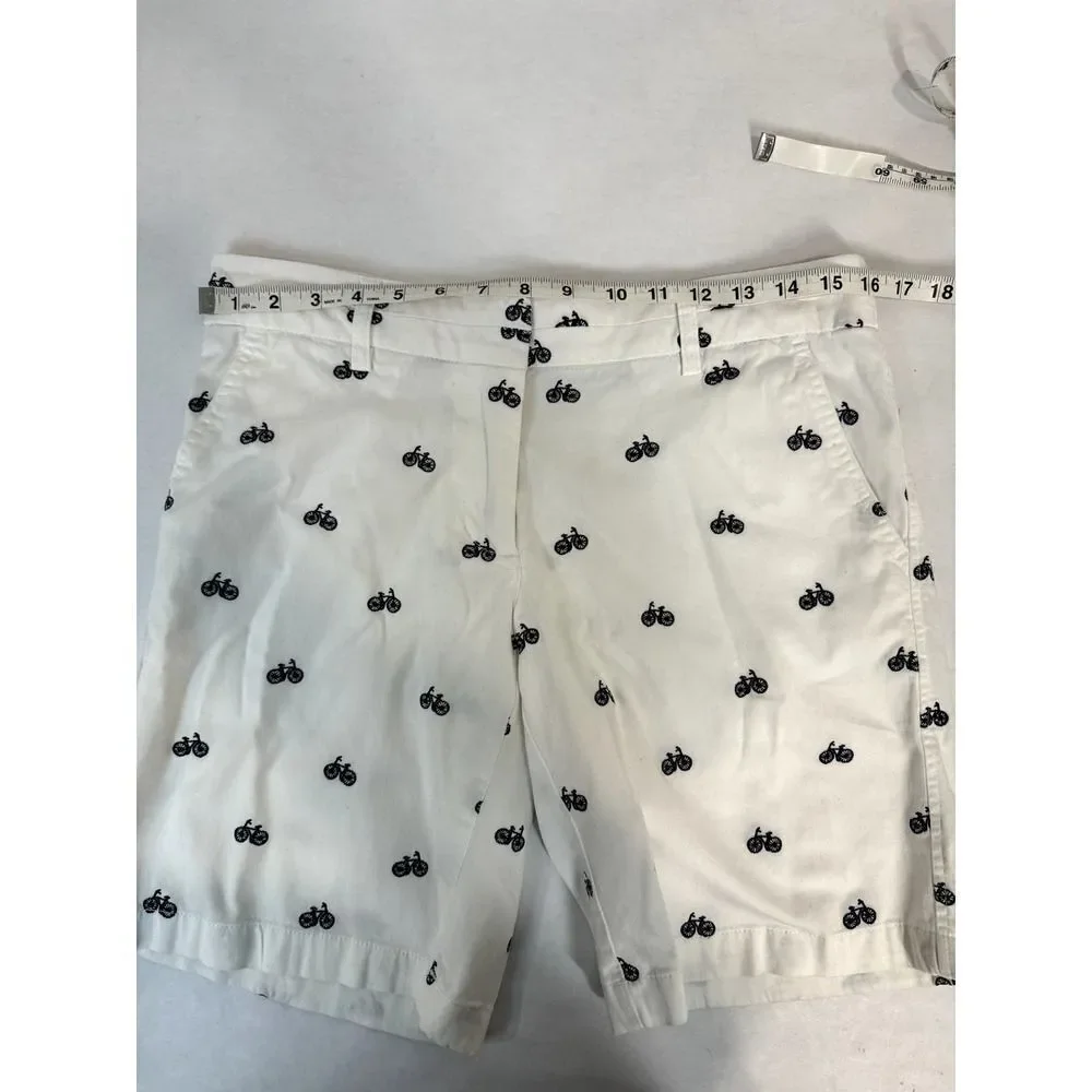 British Khaki Bicycle Print Chino Shorts 97% Cotton - Women Size 4